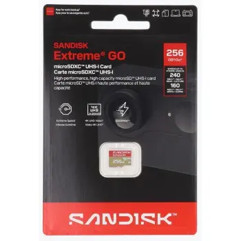 CARTE MEMOIRE MICRO SANDISCK 256GB MSDXC Extreme Go lecture 240Mo/s - écriture 160Mo/s 5K 