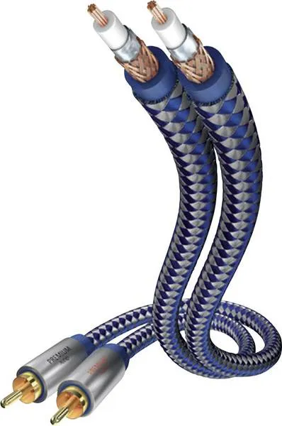 IN-AKUSTIK audio cable [2x Cinch-RCA mâle - 2x Cinch-RCA mâle] 1.50 m bleu, Silver golden contacts